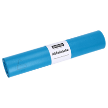 Deiss afvalzakken van gerecycled LDPE, type 70, 120 liter, 700x1100 mm, blauw | Rol (25 stuks)