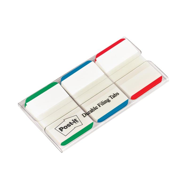 Een pak Post-it® Index Strong tabbladen van 3M Deutschland GmbH bevat 66 duurzame, gekleurde tabbladen (25,4 mm x 38,1 mm) in een dispenser, met verschillende kleuren voor eenvoudige organisatie.