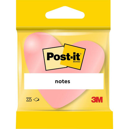 Een verpakking Post-it® Notes, hartvormig en roze (70x70mm), 225 vel per blok, van 3M Deutschland GmbH - perfect voor creatieve geschenkdecoratie. Met PEFC-certificering (SGSCH-PEFC-COC-110078).