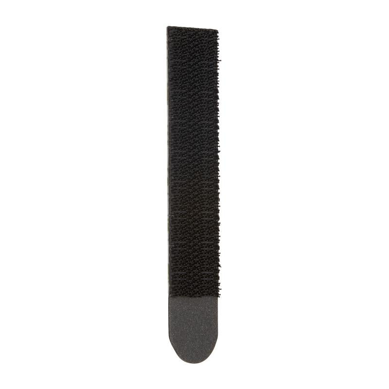 De grote zwarte Command™ Bevestigingsstrips 17206BLK van 3M Deutschland GmbH met afgerond uiteinde worden voor schadevrij ophangen gepresenteerd op een witte achtergrond.