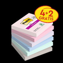 Post-it® Super Sticky Notes, Soulful Collection, 76 mm x 76 mm, Promotie, 90 vellen/blok, 4 blokken + 2 gratis/pak, 100% PEFC, SGSCH-PEFC-COC-110078 | Pak (6 stuks)