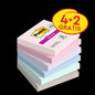 Post-it® Super Sticky Notes, Soulful Collection, 76 mm x 76 mm, Promotie, 90 vellen/blok, 4 blokken + 2 gratis/pak, 100% PEFC, SGSCH-PEFC-COC-110078 | Pak (6 stuks)