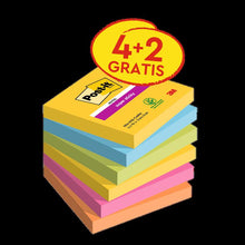 Post-it® Super Sticky Notes, Carnival Collection, 76 mm x 76 mm, Promotie, 90 vellen/blok, 4 blokken + 2 gratis/pak, 100% PEFC, SGSCH-PEFC-COC-110078 | Pak (6 stuks)