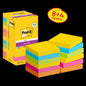 Post-it® Super Sticky Notes, Carnival Collection, 76 mm x 76 mm, Promotie, 90 vellen/blok, 8 blokken + 4 gratis/pak, Kartonnen verpakking, 100% PEFC, SGSCH-PEFC-COC-110078 | Pak (12 stuks)