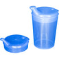 NITRAS drinkbekerset, polypropyleen, blauw, 3 stuks, 1 bekerinhoud 250 ml, 1 dekselopening 12x10 mm, 1 dekselopening 4x4 mm, doos met 50 sets | Karton (1 pak)